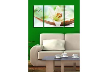 Dekorativ Canvasmålning med Klocka 3 Delar - Flerfärgad - Inredning - Väggdekor - Väggklocka & väggur