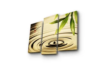 Dekorativ Canvasmålning med Klocka 3 Delar - Flerfärgad - Inredning - Väggdekor - Väggklocka & väggur