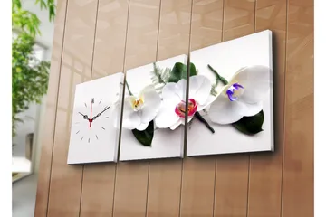 Dekorativ Canvasmålning med Klocka 3 Delar - Flerfärgad - Inredning - Väggdekor - Väggklocka & väggur