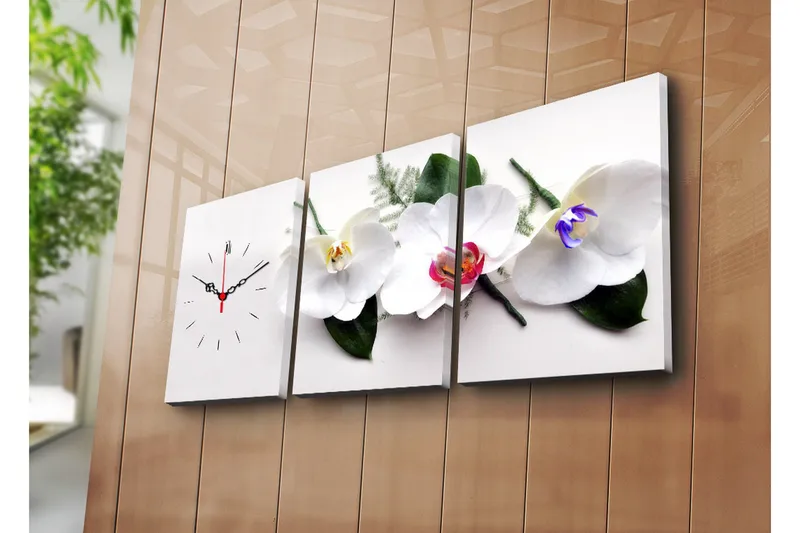 Dekorativ Canvasmålning med Klocka 3 Delar, Flerfärgad