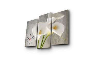 Dekorativ Canvasmålning med Klocka 3 Delar - Flerfärgad - Inredning - Väggdekor - Väggklocka & väggur