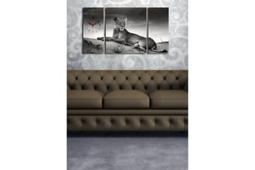 Dekorativ Canvasmålning med Klocka 3 Delar - Flerfärgad - Inredning - Väggdekor - Väggklocka & väggur