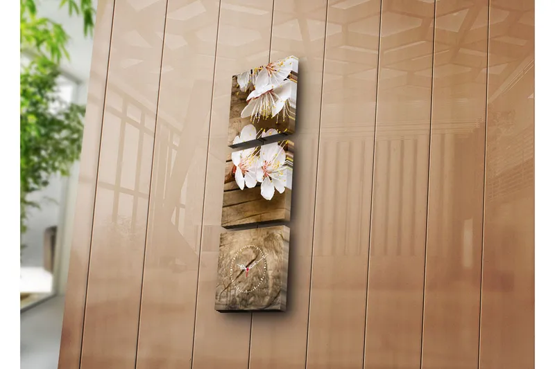 Dekorativ Canvasmålning med Klocka 3 Delar, Flerfärgad