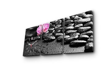 Dekorativ Canvasmålning med Klocka 3 Delar - Flerfärgad - Inredning - Väggdekor - Väggklocka & väggur