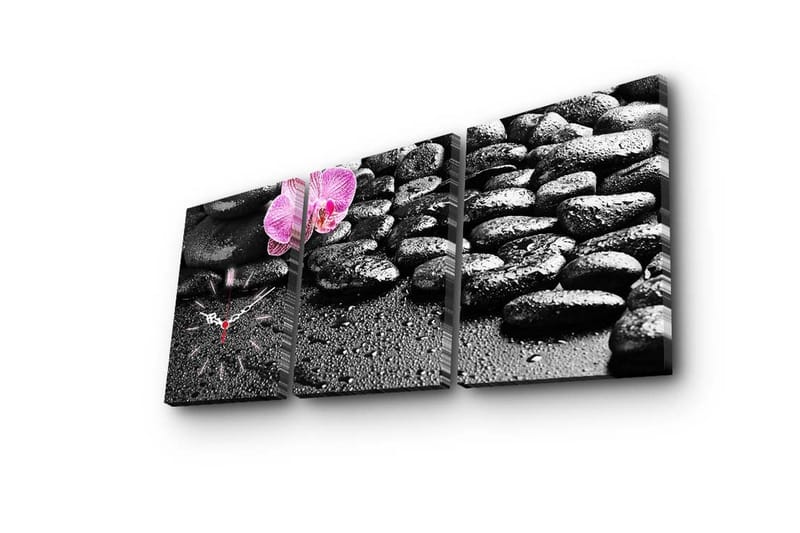 Dekorativ Canvasmålning med Klocka 3 Delar - Flerfärgad - Inredning - Väggdekor - Väggklocka & väggur