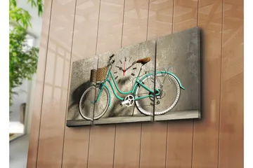 Dekorativ Canvasmålning med Klocka 3 Delar - Flerfärgad - Inredning - Väggdekor - Väggklocka & väggur