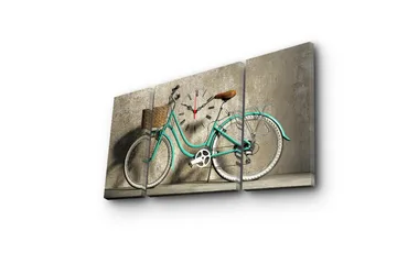 Dekorativ Canvasmålning med Klocka 3 Delar - Flerfärgad - Inredning - Väggdekor - Väggklocka & väggur