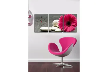 Dekorativ Canvasmålning med Klocka 3 Delar - Flerfärgad - Inredning - Väggdekor - Väggklocka & väggur