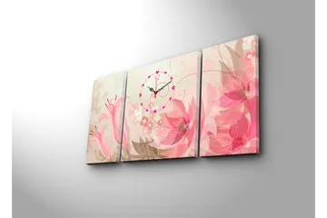 Dekorativ Canvasmålning med Klocka 3 Delar - Flerfärgad - Inredning - Väggdekor - Väggklocka & väggur