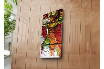 Dekorativ Canvasmålning med Klocka 3 Delar - Flerfärgad - Inredning - Väggdekor - Väggklocka & väggur