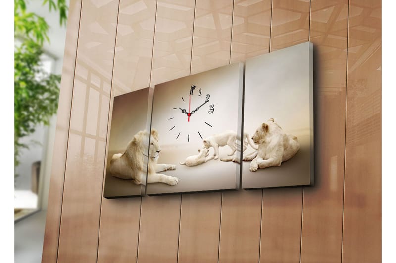 Dekorativ Canvasmålning med Klocka 3 Delar, Flerfärgad