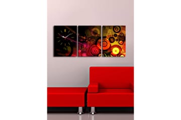 Dekorativ Canvasmålning med Klocka 3 Delar - Flerfärgad - Inredning - Väggdekor - Väggklocka & väggur