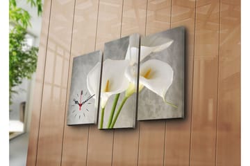 Dekorativ Canvasmålning med Klocka 3 Delar - Flerfärgad - Inredning - Väggdekor - Väggklocka & väggur