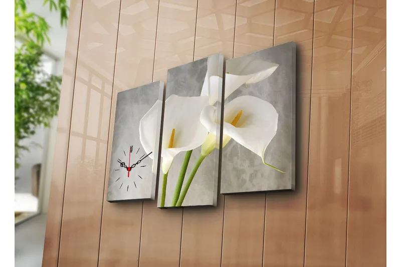 Dekorativ Canvasmålning med Klocka 3 Delar, Flerfärgad