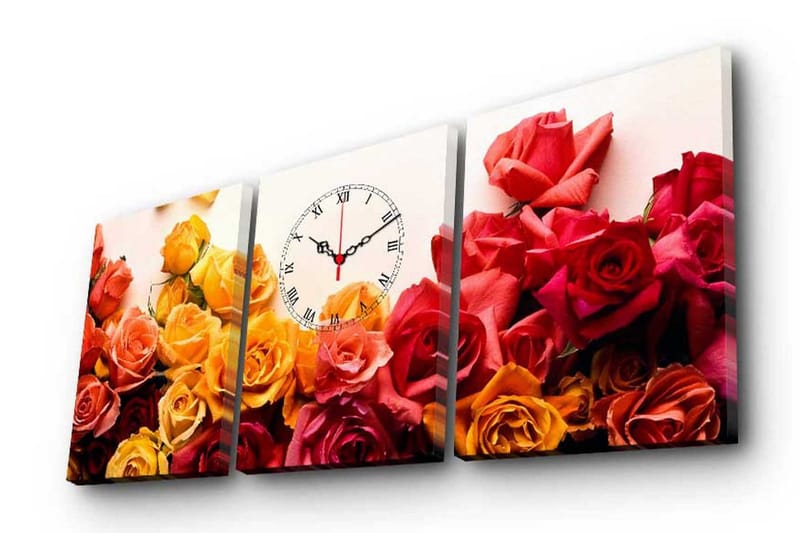 Dekorativ Canvasmålning med Klocka 3 Delar, Flerfärgad