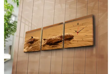 Dekorativ Canvasmålning med Klocka 3 Delar - Flerfärgad - Inredning - Väggdekor - Väggklocka & väggur