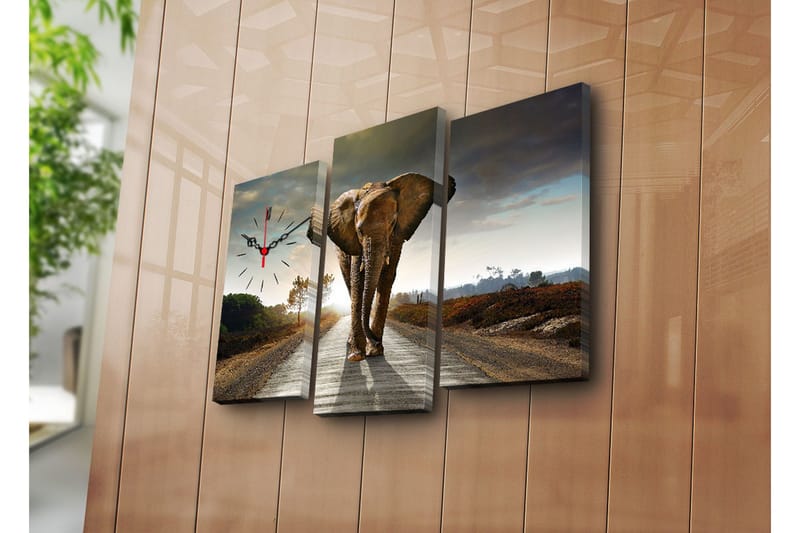 Dekorativ Canvasmålning med Klocka 3 Delar, Flerfärgad