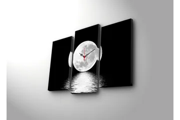 Dekorativ Canvasmålning med Klocka 3 Delar - Flerfärgad - Inredning - Väggdekor - Väggklocka & väggur