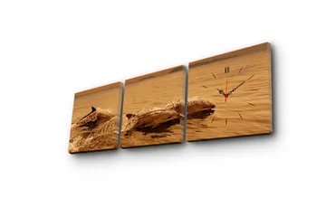 Dekorativ Canvasmålning med Klocka 3 Delar - Flerfärgad - Inredning - Väggdekor - Väggklocka & väggur