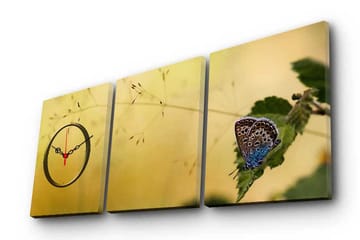 Dekorativ Canvasmålning med Klocka 3 Delar - Flerfärgad - Inredning - Väggdekor - Väggklocka & väggur