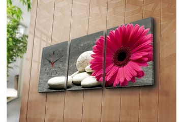 Dekorativ Canvasmålning med Klocka 3 Delar - Flerfärgad - Inredning - Väggdekor - Väggklocka & väggur