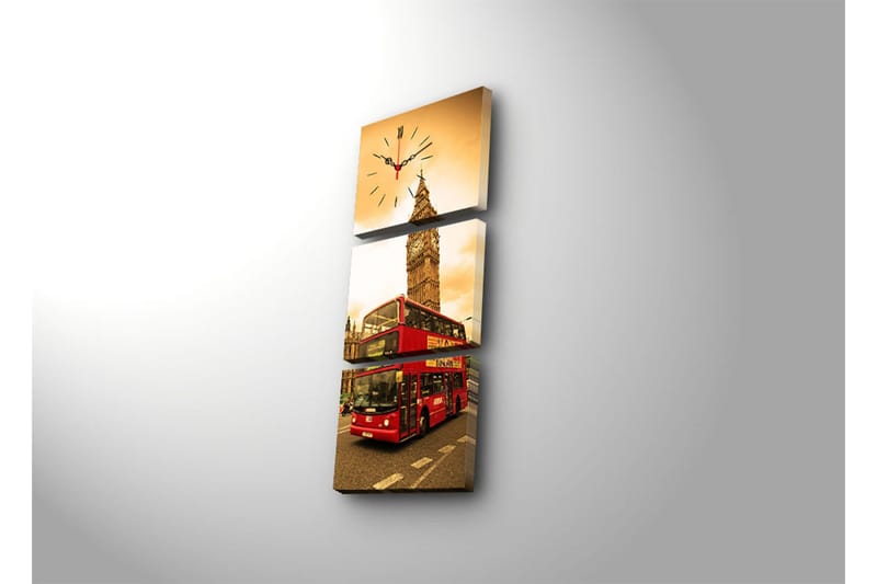 Dekorativ Canvasmålning med Klocka 3 Delar - Flerfärgad - Inredning - Väggdekor - Väggklocka & väggur