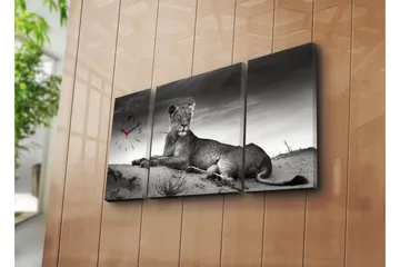 Dekorativ Canvasmålning med Klocka 3 Delar - Flerfärgad - Inredning - Väggdekor - Väggklocka & väggur