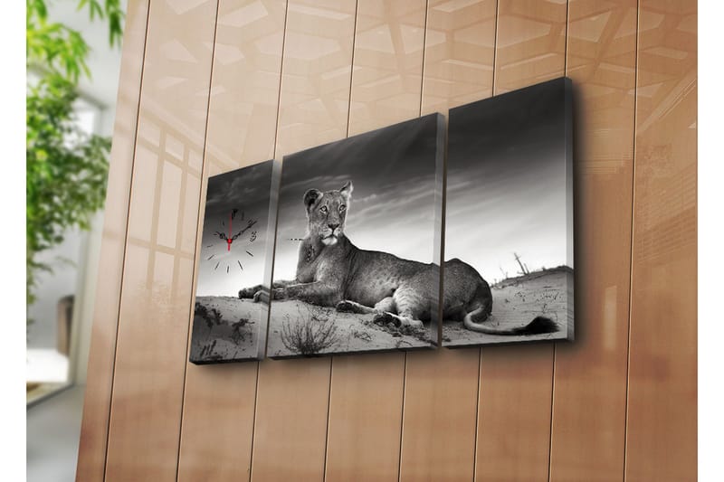 Dekorativ Canvasmålning med Klocka 3 Delar, Flerfärgad