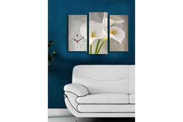 Dekorativ Canvasmålning med Klocka 3 Delar - Flerfärgad - Inredning - Väggdekor - Väggklocka & väggur