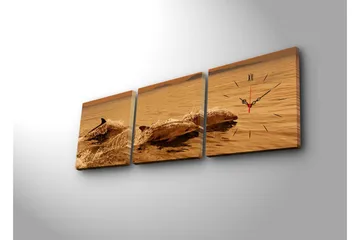 Dekorativ Canvasmålning med Klocka 3 Delar - Flerfärgad - Inredning - Väggdekor - Väggklocka & väggur