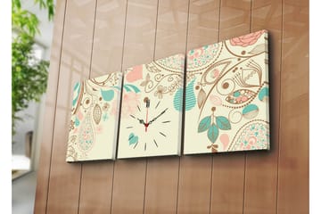 Dekorativ Canvasmålning med Klocka 3 Delar - Flerfärgad - Inredning - Väggdekor - Väggklocka & väggur