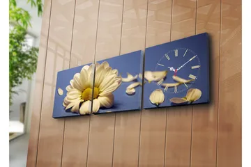 Dekorativ Canvasmålning med Klocka 3 Delar - Flerfärgad - Inredning - Väggdekor - Väggklocka & väggur