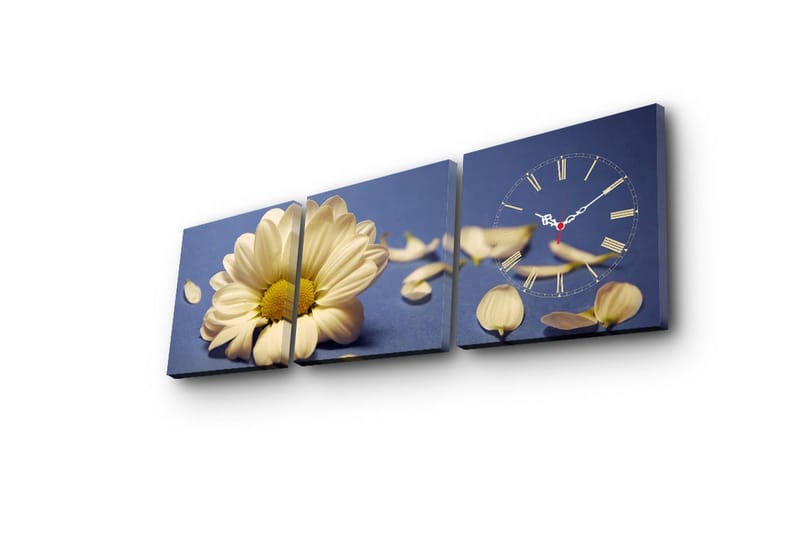 Dekorativ Canvasmålning med Klocka 3 Delar - Flerfärgad - Inredning - Väggdekor - Väggklocka & väggur