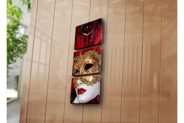 Dekorativ Canvasmålning med Klocka 3 Delar - Flerfärgad - Inredning - Väggdekor - Väggklocka & väggur