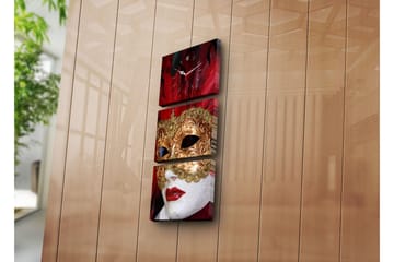 Dekorativ Canvasmålning med Klocka 3 Delar - Flerfärgad - Inredning - Väggdekor - Väggklocka & väggur