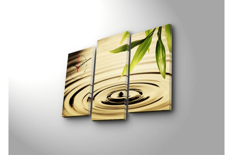 Dekorativ Canvasmålning med Klocka 3 Delar - Flerfärgad - Inredning - Väggdekor - Väggklocka & väggur