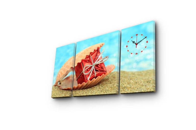 Dekorativ Canvasmålning med Klocka 3 Delar - Flerfärgad - Inredning - Väggdekor - Väggklocka & väggur