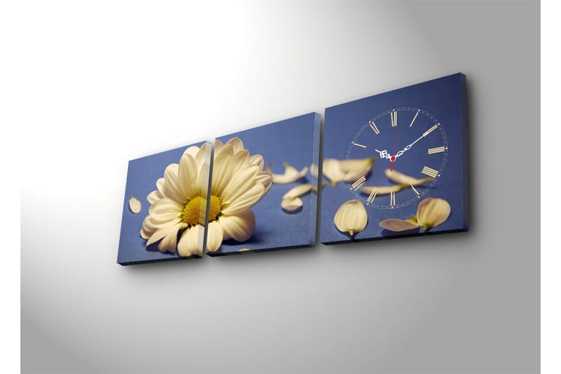 Dekorativ Canvasmålning med Klocka 3 Delar - Flerfärgad - Inredning - Väggdekor - Väggklocka & väggur