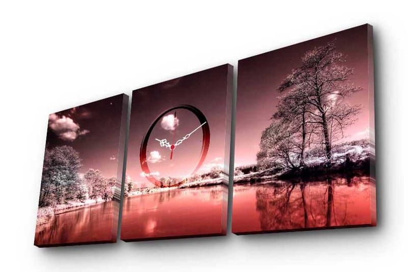 Dekorativ Canvasmålning med Klocka 3 Delar, Flerfärgad