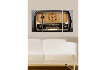 Dekorativ Canvasmålning med Klocka 3 Delar - Flerfärgad - Inredning - Väggdekor - Väggklocka & väggur