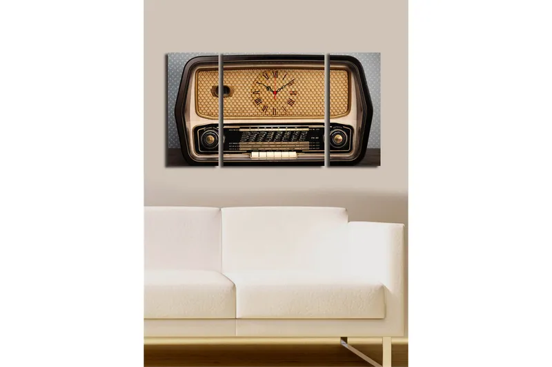 Dekorativ Canvasmålning med Klocka 3 Delar - Flerfärgad - Inredning - Väggdekor - Väggklocka & väggur