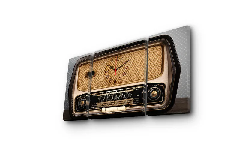 Dekorativ Canvasmålning med Klocka 3 Delar - Flerfärgad - Inredning - Väggdekor - Väggklocka & väggur