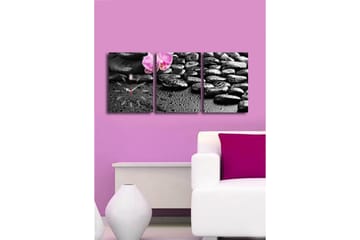 Dekorativ Canvasmålning med Klocka 3 Delar - Flerfärgad - Inredning - Väggdekor - Väggklocka & väggur