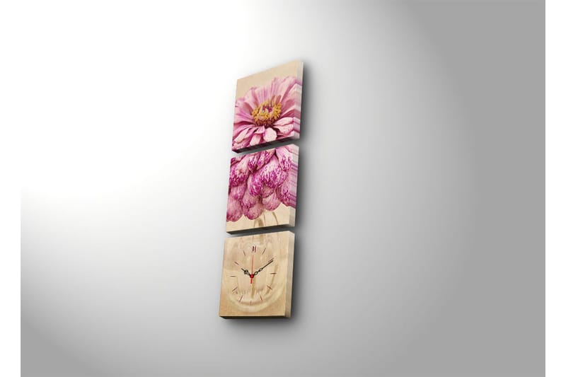 Dekorativ Canvasmålning med Klocka 3 Delar - Flerfärgad - Inredning - Väggdekor - Väggklocka & väggur