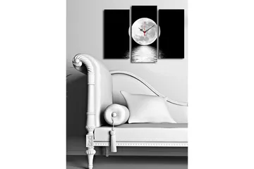 Dekorativ Canvasmålning med Klocka 3 Delar - Flerfärgad - Inredning - Väggdekor - Väggklocka & väggur