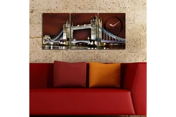 Dekorativ Canvasmålning med Klocka 3 Delar - Flerfärgad - Inredning - Väggdekor - Väggklocka & väggur