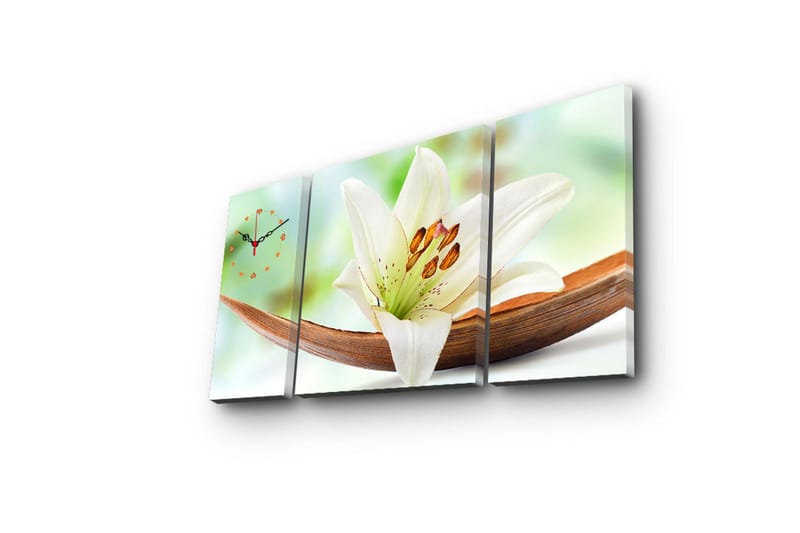 Dekorativ Canvasmålning med Klocka 3 Delar - Flerfärgad - Inredning - Väggdekor - Väggklocka & väggur