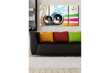 Dekorativ Canvasmålning med Klocka 3 Delar - Flerfärgad - Inredning - Väggdekor - Väggklocka & väggur