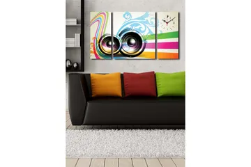 Dekorativ Canvasmålning med Klocka 3 Delar - Flerfärgad - Inredning - Väggdekor - Väggklocka & väggur