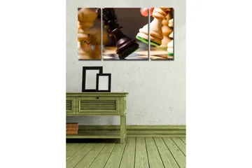 Dekorativ Canvasmålning med Klocka 3 Delar - Flerfärgad - Inredning - Väggdekor - Väggklocka & väggur